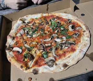 Vegan funghi  at New River Studios Cafe in North London