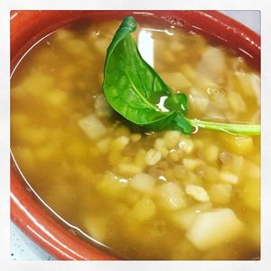 vegan minestrone at Sbarbacipolla Biosteria in Colle Di Val Delsa