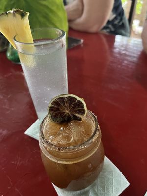 Coconut water, tamarind chipotle margarita  at Green Room Cafe in Jaco