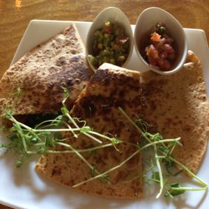 vegan quesadilla at Green Room Cafe in Jaco