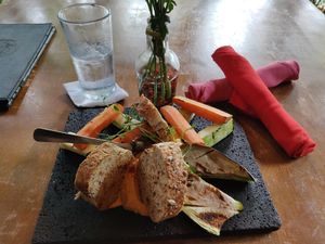 The hummus dish. at Green Room Cafe in Jaco