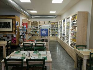 Mini organic market at Biovita in Siena