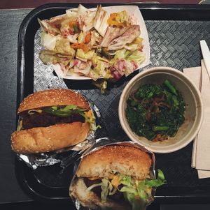Vegan burgers with castlefranco and broccoli rabe at Superiority Burger in New York City