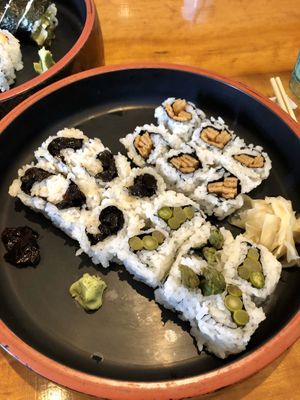 Shiitake roll, tofu roll & asparagus roll at Yosaku in Portland