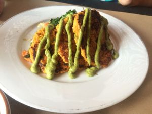 Sweet Potato Scallion Cakes at 21 Oak in Manchester