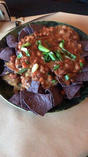 Vegan Chili Cheese Nachos at 21 Oak in Manchester