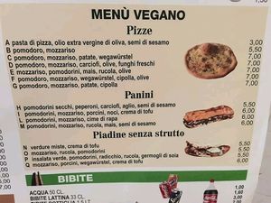 Menu at Pizzeria La Garganica in Bologna