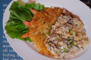 Zuri Gschnetzlets with Swiss Rosti (vegan or vegetarian version) at Haven in Siem Reap