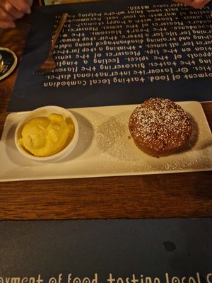 Carrot cake with passion fruit sorbet   at Haven in Siem Reap