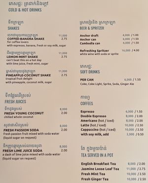 Menu 5 of 7 - Drinks of all temperatures  at Haven in Siem Reap