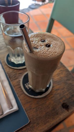 Coffee banana shake with soy milk at Haven in Siem Reap