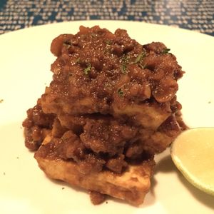 Tofu satay, not on the menu but just ask... that sauce was epic. at Haven in Siem Reap