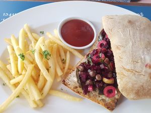 Beetroot, eggplant,  olives. at Haven in Siem Reap