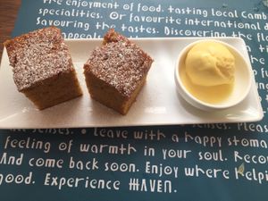 Mango Sorbet and vegan brownie  at Haven in Siem Reap