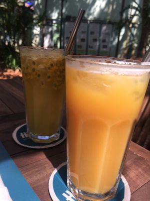 Juice, and passion fruit soda.   at Haven in Siem Reap