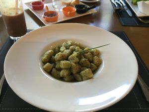 Sweet potato and chia gnocchi with pesto sauce. at Hotel Serra da Estrela - Restaurante Alquimia in Campos Do Jordao