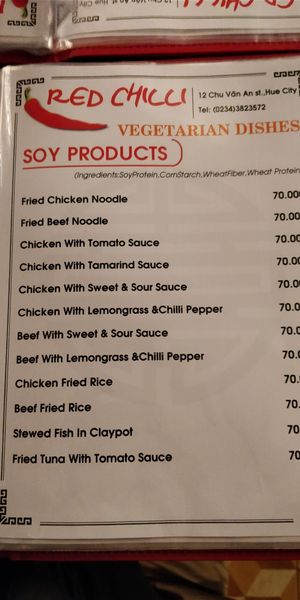 Vegan/Vegetarian options at Red Chilli in Hue