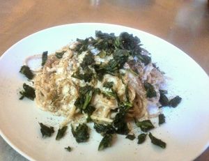 Spaghetti cacio, pepe e cicoria at Zaffo in Frascati