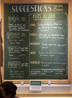 Menu at Greenz Biobar in Brussels