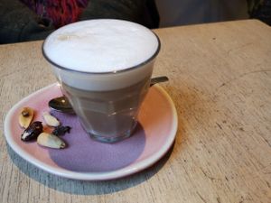 Vegan coffee at Greenz Biobar in Brussels