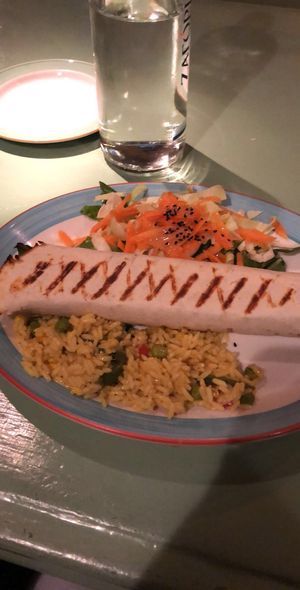 Vegan Burrito, rice & salad. All were flavourful & delicious  at Appaloosa in Mykonos
