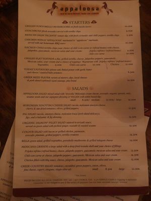 Menu 1/3 at Appaloosa in Mykonos