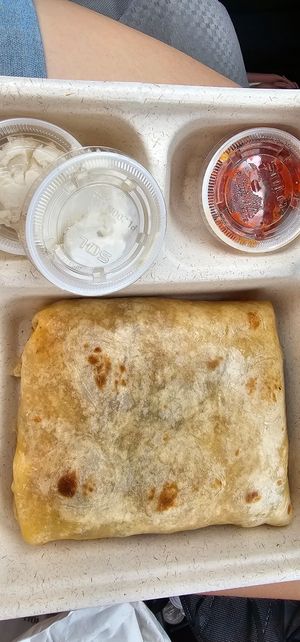 Vegan burrito & sour cream at Mad Mex in Erie