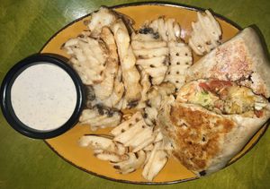 Yummy burrito and fries  at Mad Mex in Erie