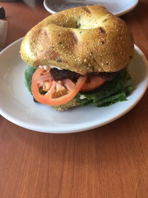 BLT on spinach bagel at Jodi Bee Bakes in Salem