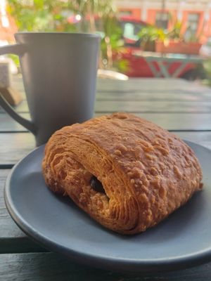 Chocolate Croissant & Red Velvet Latte at FOREVER in Mexico City