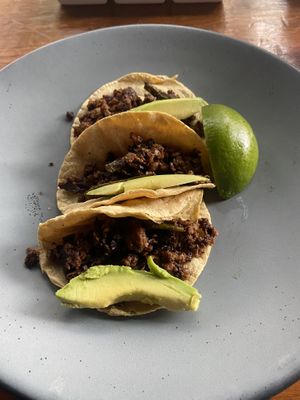 Beyond Ribeye Vegan Tacos (tasty but small portion)  at FOREVER in Mexico City
