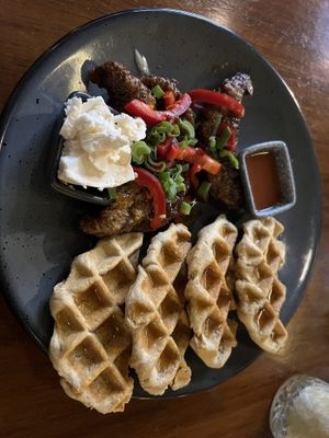  “Chikn” and waffles  at FOREVER in Mexico City