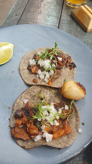 Tacos de pastor de setas en adobo at FOREVER in Mexico City