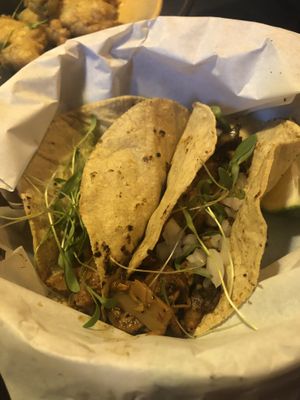 Mushroom tacos  at FOREVER in Mexico City
