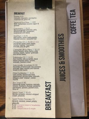 Breakfast menu  at FOREVER in Mexico City