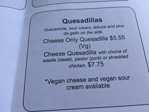 menu at Mexican Kitchen in New Paltz