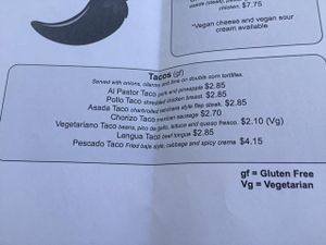 menu at Mexican Kitchen in New Paltz