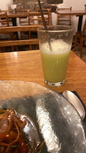 Cool juice with cucumber   at Organika in Cusco