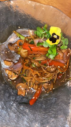 Vegan pasta  at Organika in Cusco