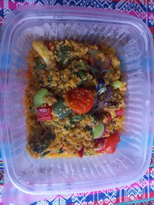 Quinotto vegan version (without parmesan) at Organika in Cusco