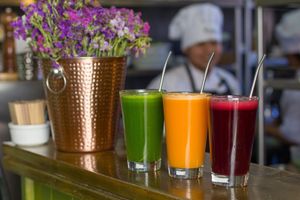 Limonadas saludables de  Zanahoria , Beterraga y mix de mentas.  at Organika in Cusco
