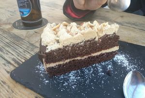 Tarta vegana at Recyclo Bike Cafe in Malaga