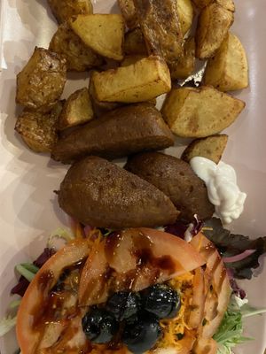 Vegan churros (Spanish “sausages”)   at Recyclo Bike Cafe in Malaga