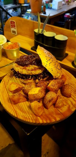 Vegan Burger at Recyclo Bike Cafe in Malaga