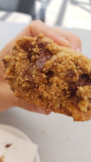 The inner part of a vegan chocolate cookie at Recyclo Bike Cafe in Malaga