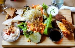 Selection of starters. Vegan.  at Vegetalia - Born in Barcelona