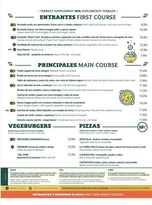 Menu   at Vegetalia - Born in Barcelona
