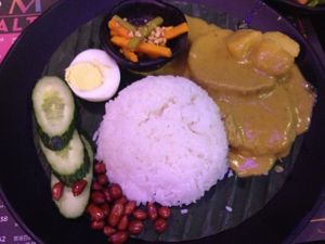 nasi lemak with vegetarian curry mutton at Smile M in Shanghai