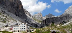 A mountain hut in the Dolomites, beautifully located and offering a good range of vegan food. at Rifugio Vajolet in Vigo Di Fassa