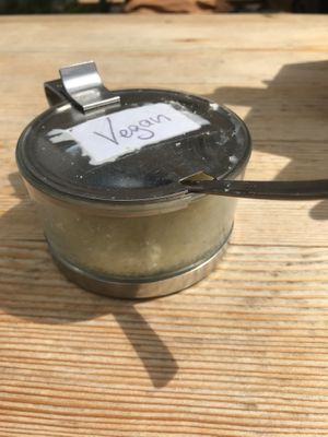 Vegan parmesan at Rifugio Vajolet in Vigo Di Fassa